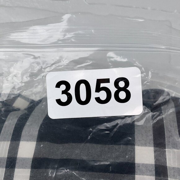 JouJou Jacket Women Small Black Gray White Plaid Trench Short Notch‎ Belt Cotton - Picture 12 of 12